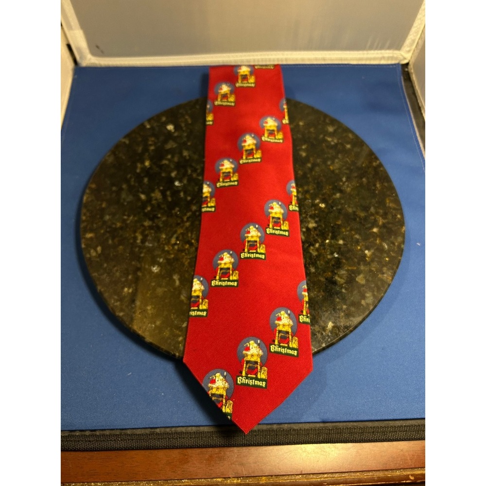 The Saturday Evening Post Men's Red Silk Christmas Patterned Tie Classic Length